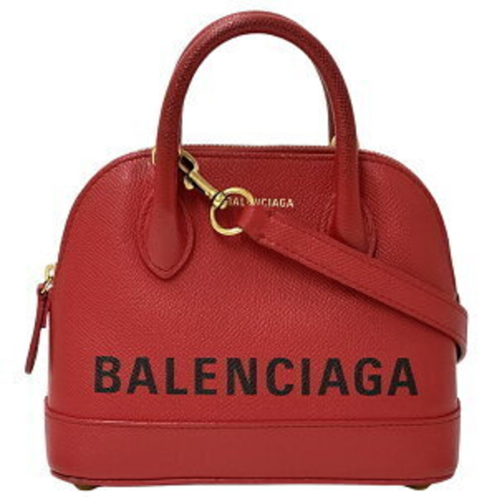 Balenciaga Bag Ville Handbag Shoulder Leather Top Handle XXS Red Logo